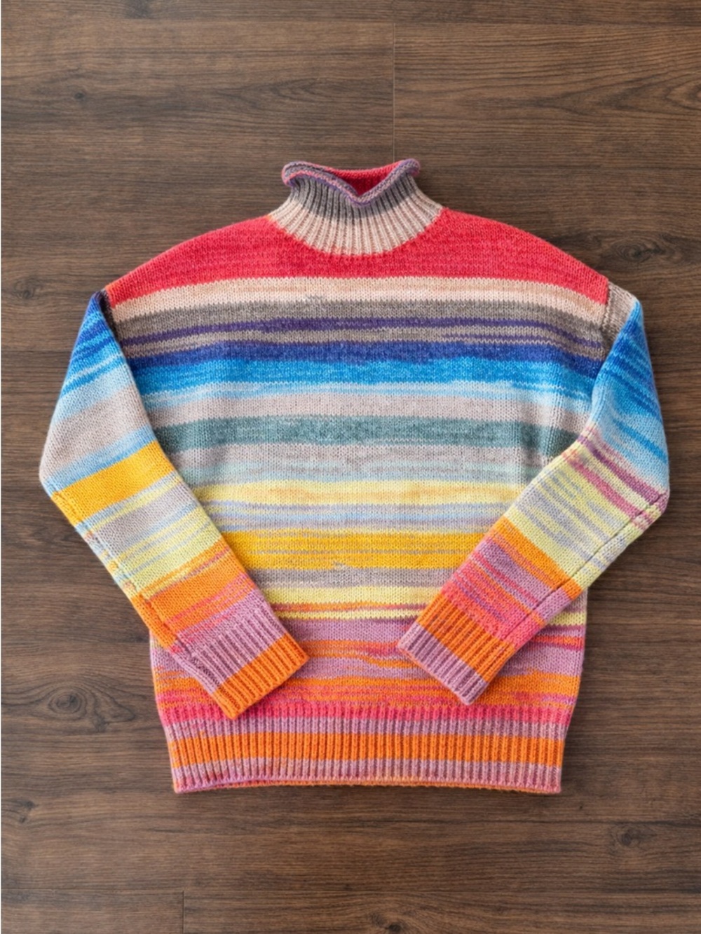 GAP Y2K Multicolor Striped Turtleneck Sweater